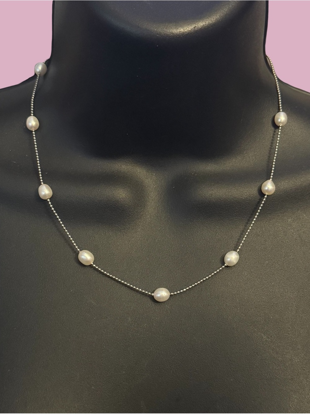 Vintage 18KRGP station pearl necklace
